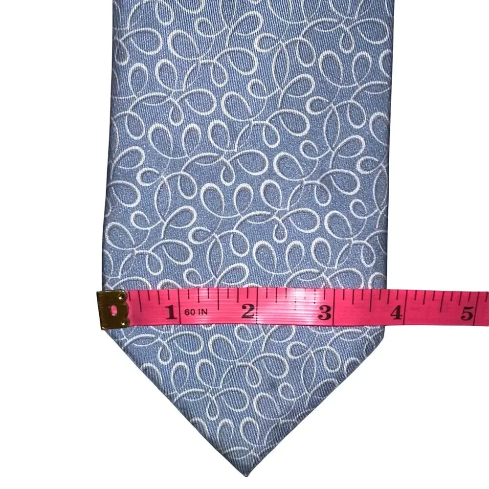 Gucci Light Blue Swirl 100% Silk Designer Tie